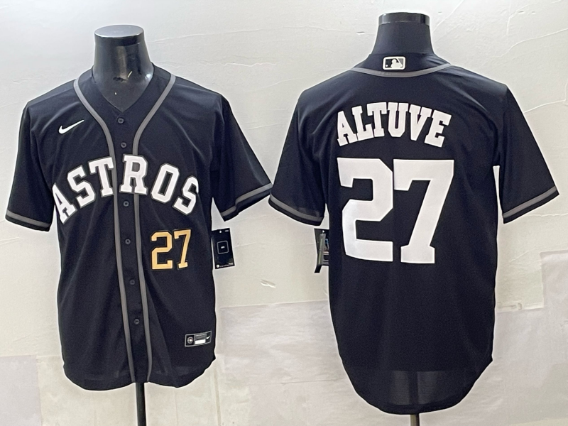 Men Houston Astros #27 Altuve Black Nike 2025 MLB Jersey 003